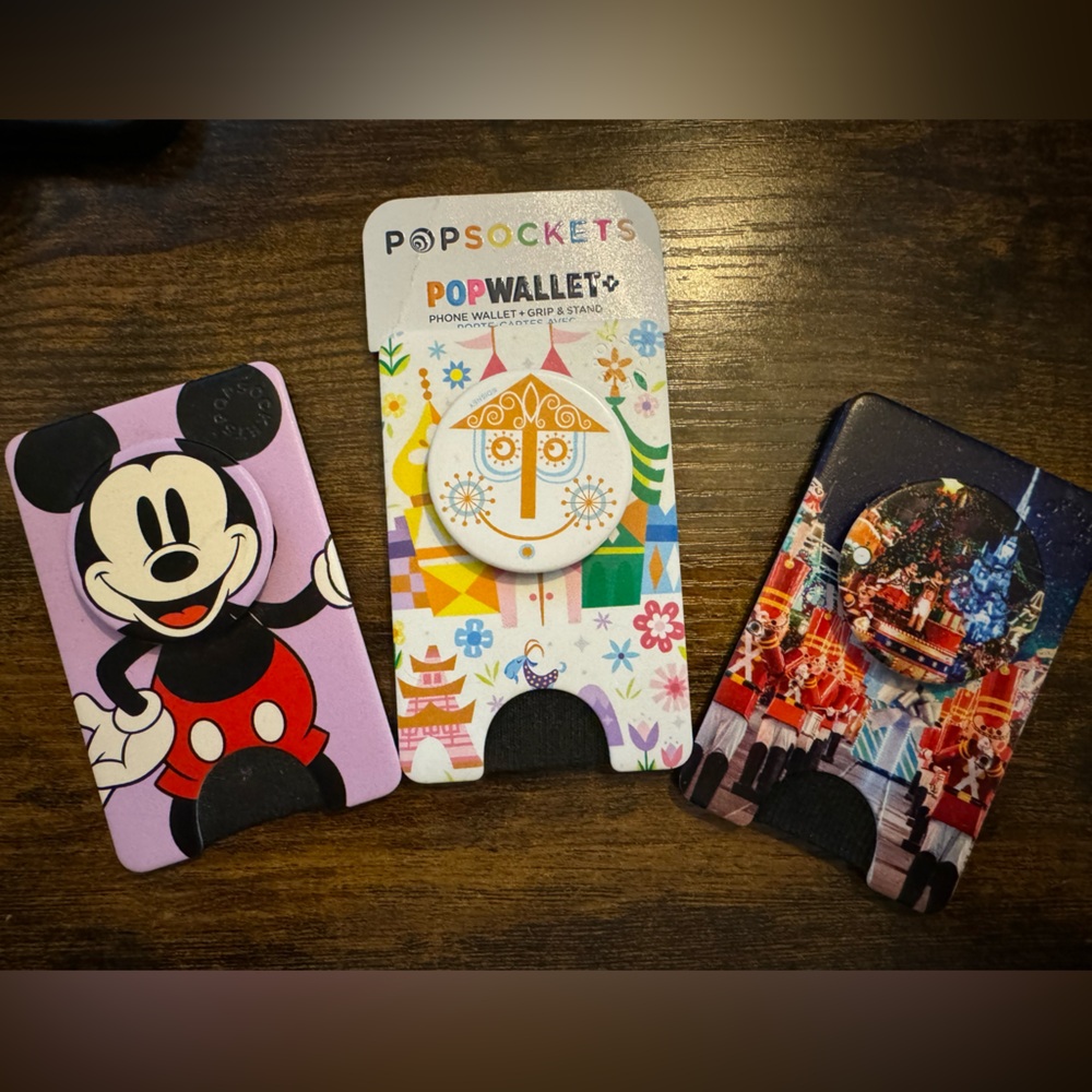 Three Disney Pop Socket Wallets
